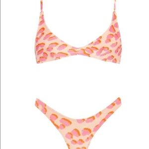 Triangl pink orange cheetah bikini set